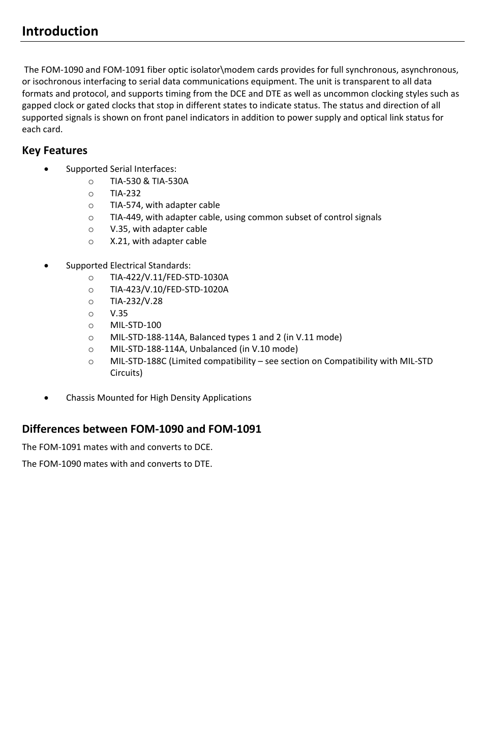 Introduction, Key features | FiberPlex FOM-1090 User Manual | Page 4 / 24