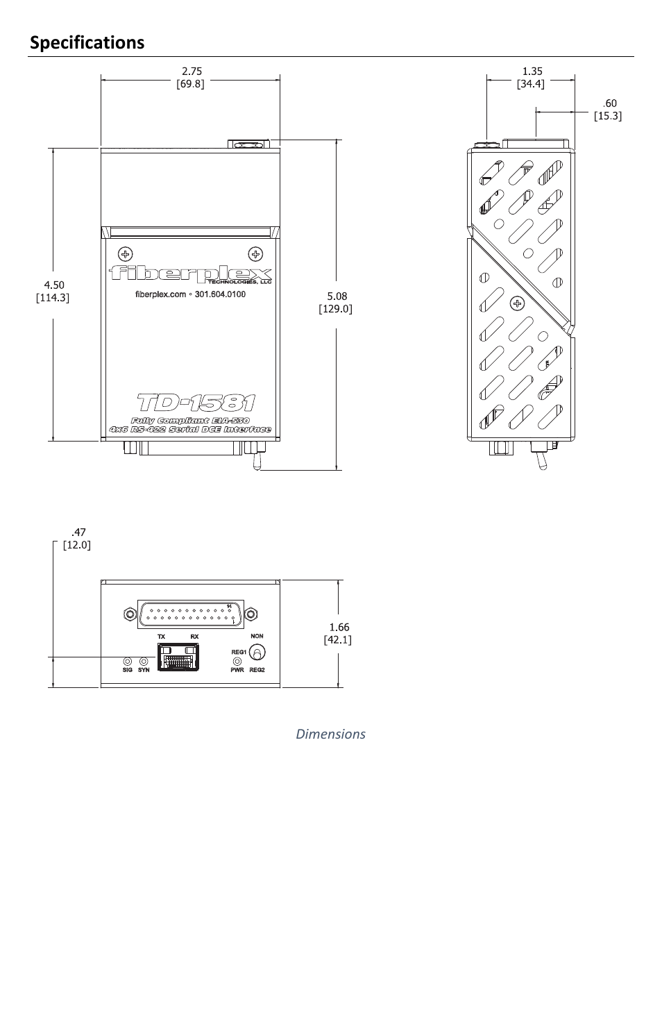 Specifications | FiberPlex TD-1580 User Manual | Page 14 / 16