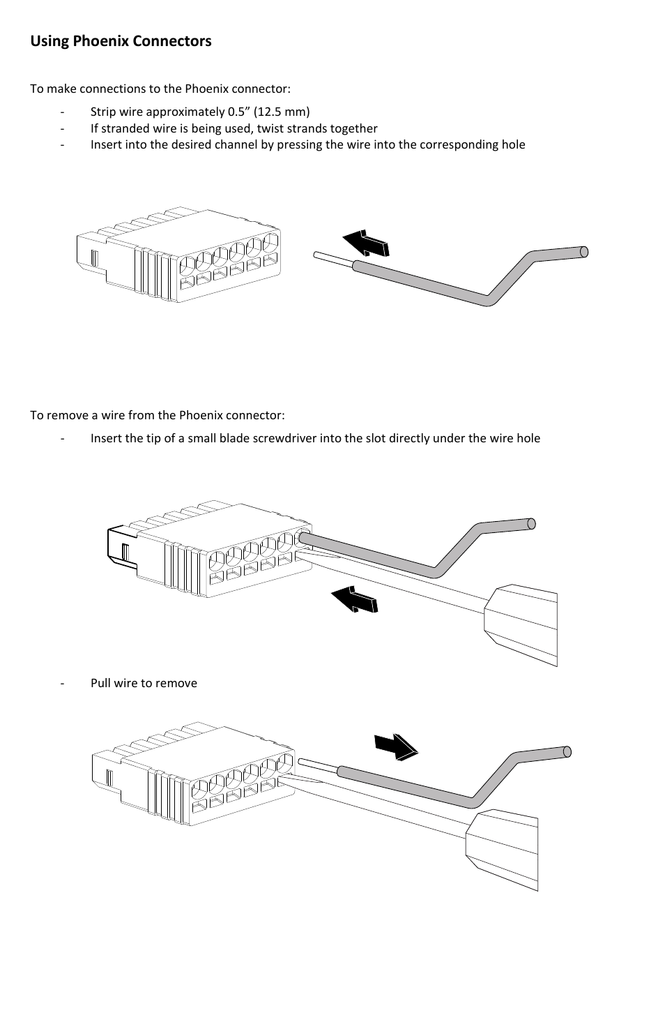 Using phoenix connectors | FiberPlex TD-7280 User Manual | Page 19 / 24