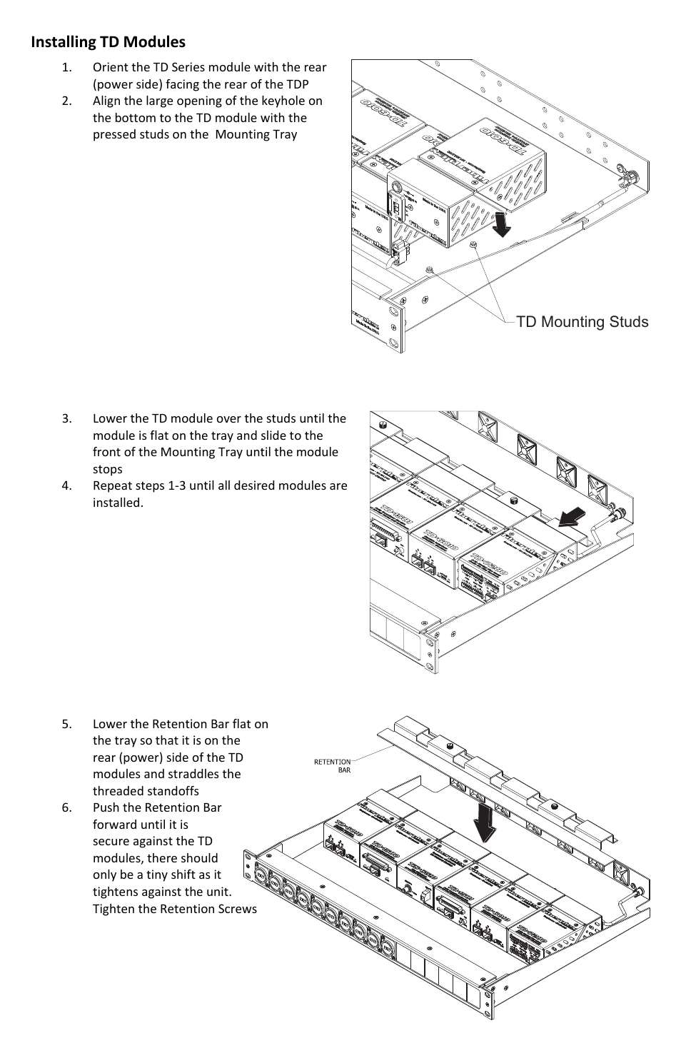 Installing td modules | FiberPlex TDP User Manual | Page 8 / 12