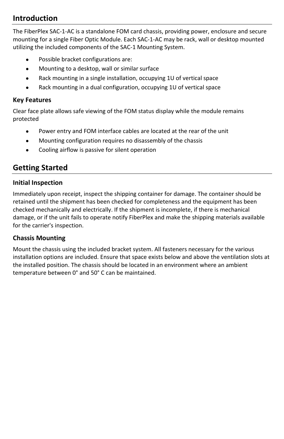 Introduction, Getting started | FiberPlex SAC1 User Manual | Page 5 / 12