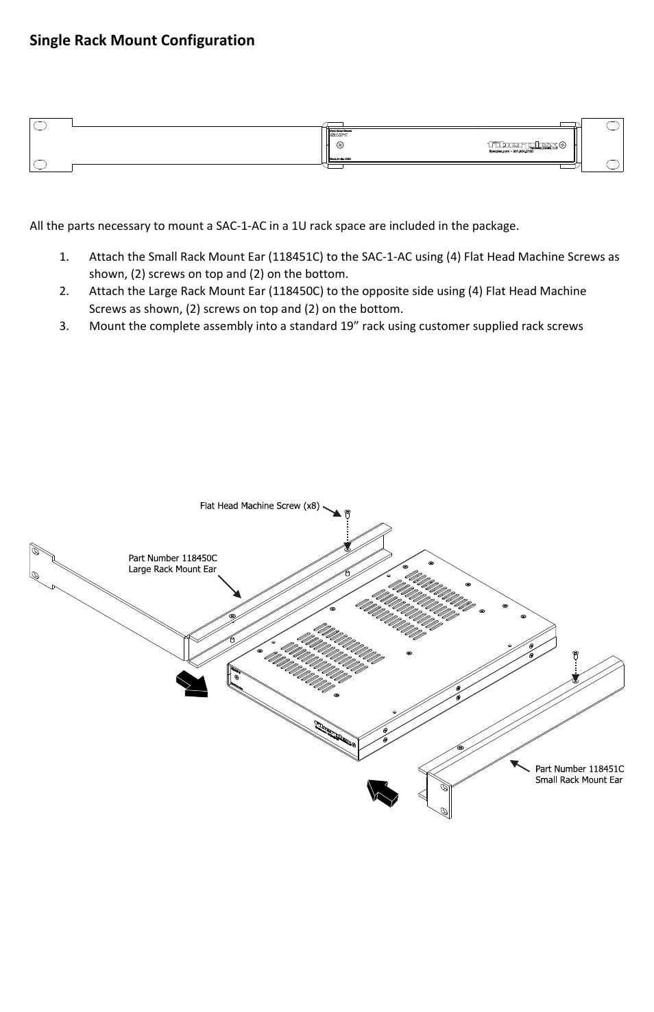 Single rack mount configuration | FiberPlex SAC1 User Manual | Page 8 / 12