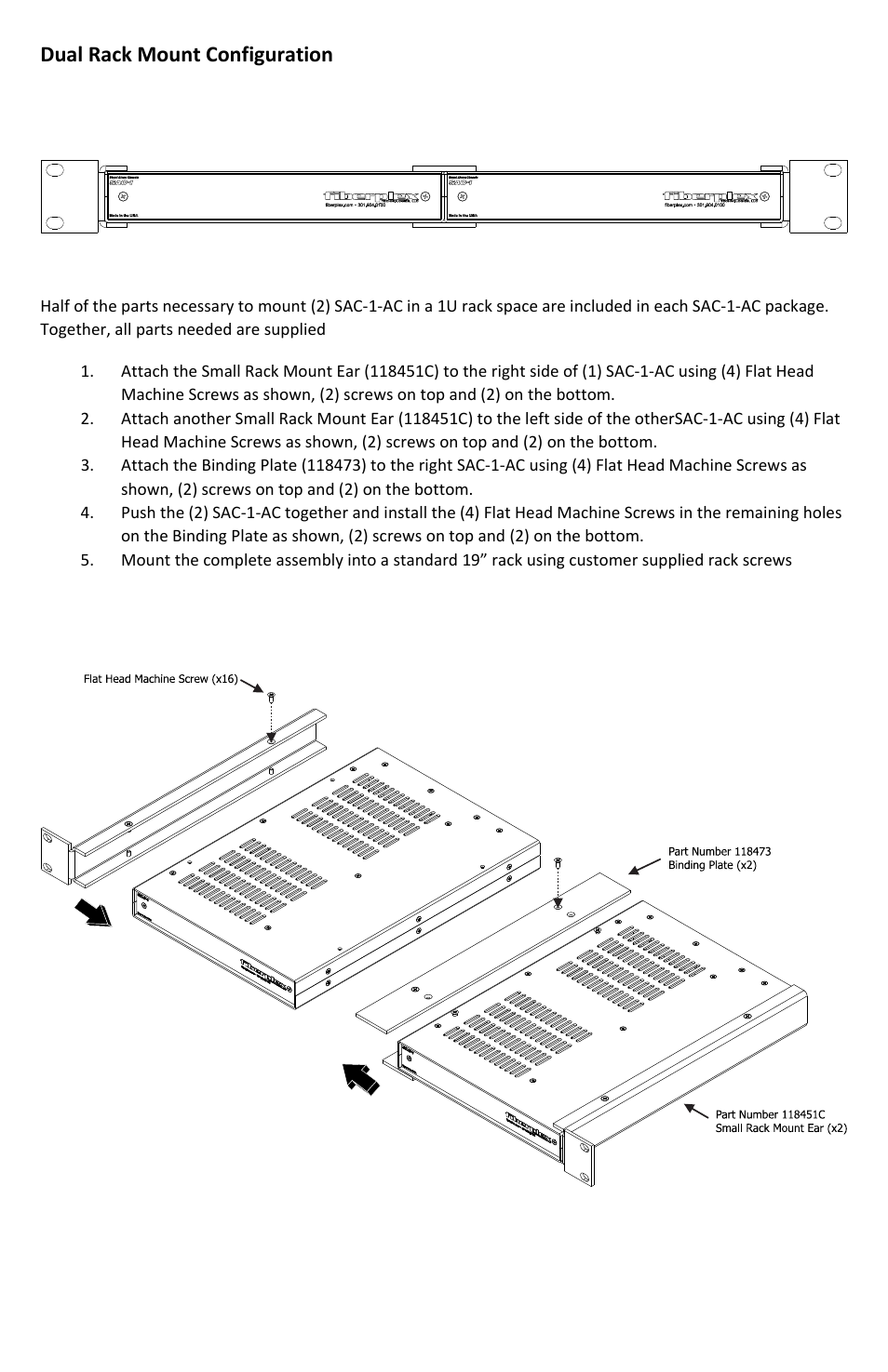 Dual rack mount configuration | FiberPlex SAC1 User Manual | Page 9 / 12
