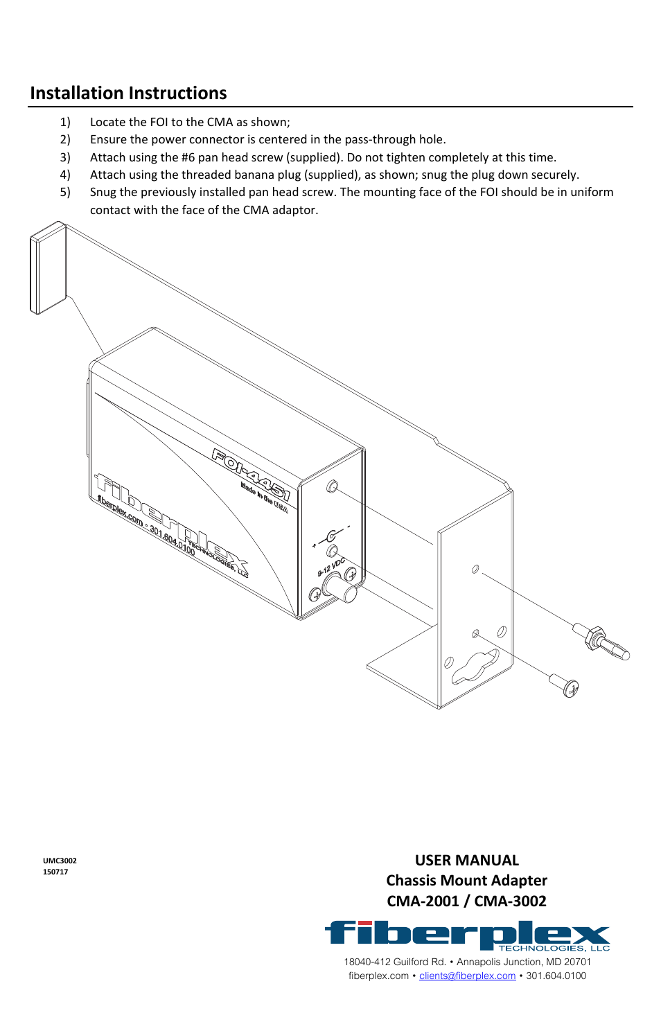 FiberPlex CMA 2001 User Manual | 1 page