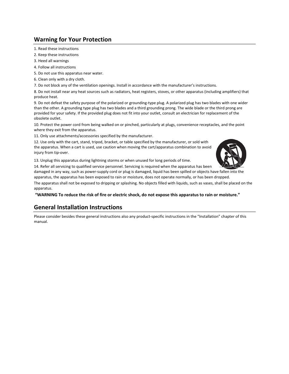 Warning for your protection, General installation instructions | FiberPlex DMX4i User Manual | Page 3 / 12