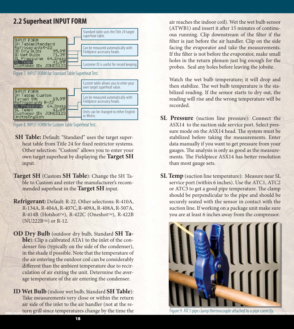 2 superheat input form | Fieldpiece HG2 - HVAC Guide System Analyzer User Manual | Page 10 / 37