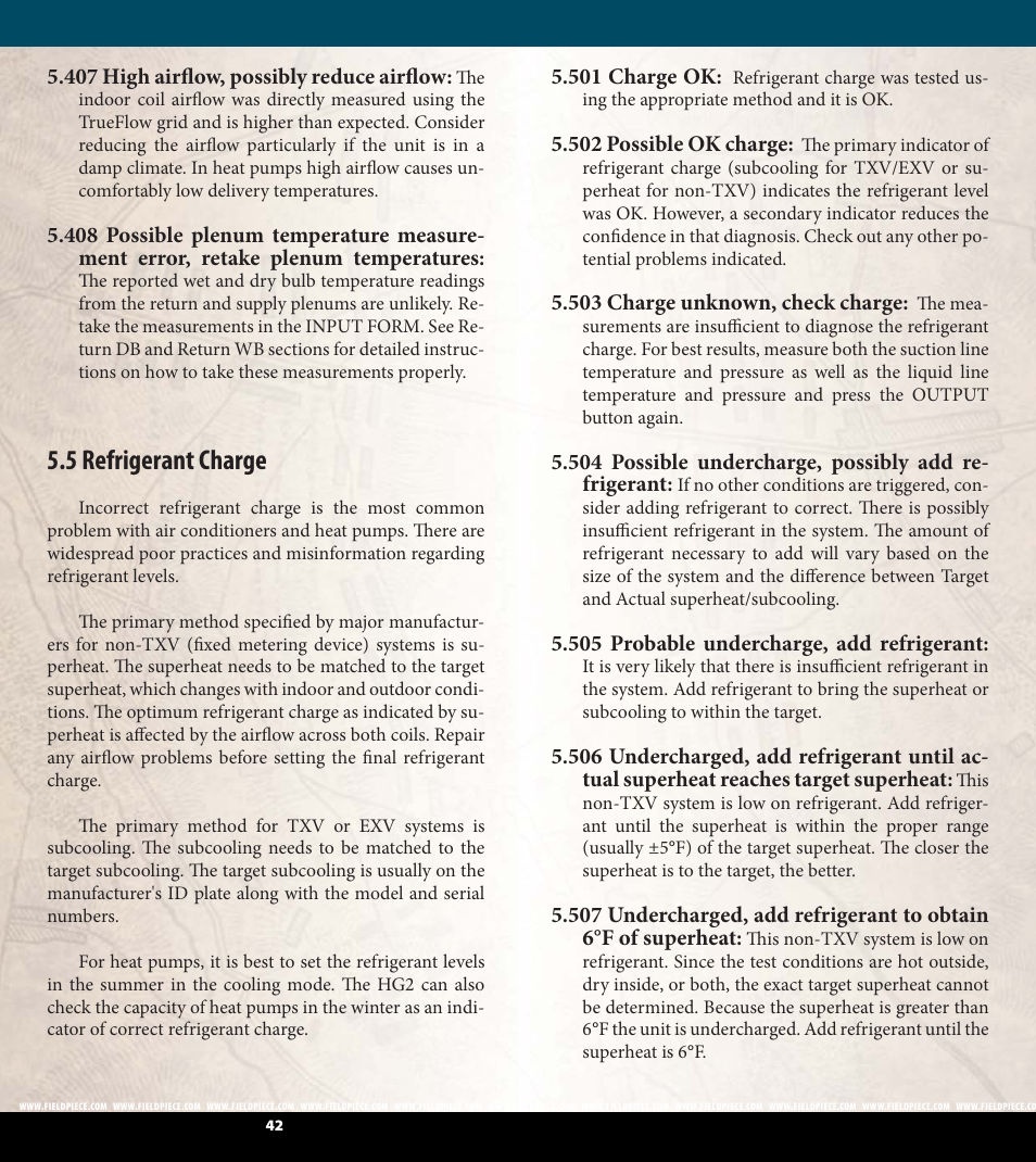 5 refrigerant charge | Fieldpiece HG2 - HVAC Guide System Analyzer User Manual | Page 22 / 37
