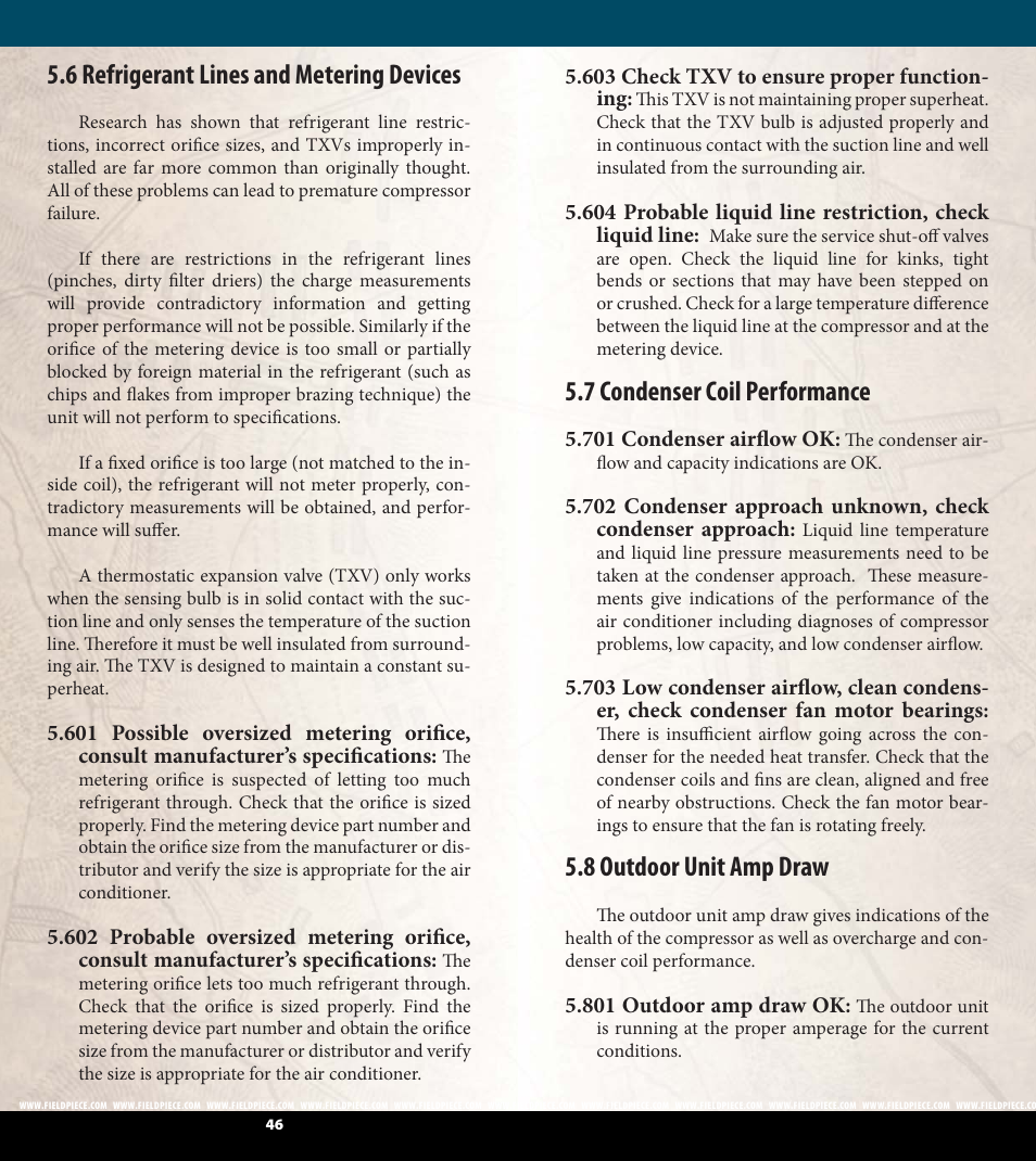 6 refrigerant lines and metering devices, 7 condenser coil performance, 8 outdoor unit amp draw | Fieldpiece HG2 - HVAC Guide System Analyzer User Manual | Page 24 / 37