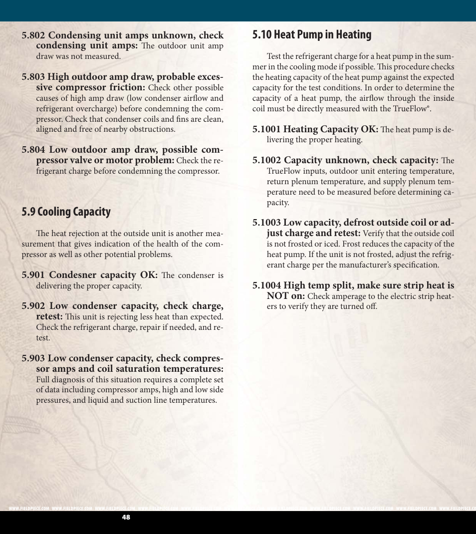 9 cooling capacity, 10 heat pump in heating | Fieldpiece HG2 - HVAC Guide System Analyzer User Manual | Page 25 / 37