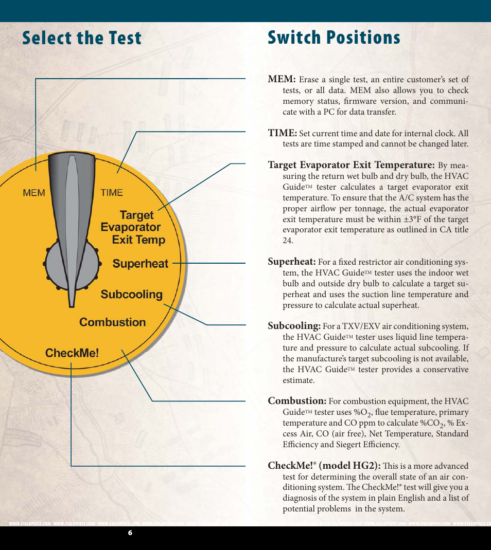 Select the test switch positions | Fieldpiece HG2 - HVAC Guide System Analyzer User Manual | Page 4 / 37