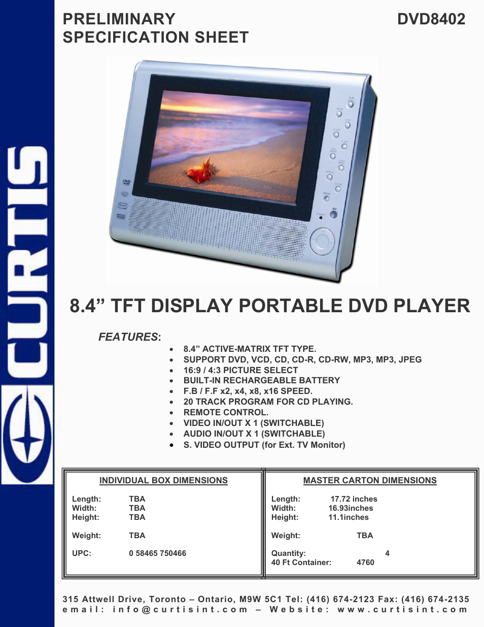 Curtis DVD8402 User Manual | 1 page