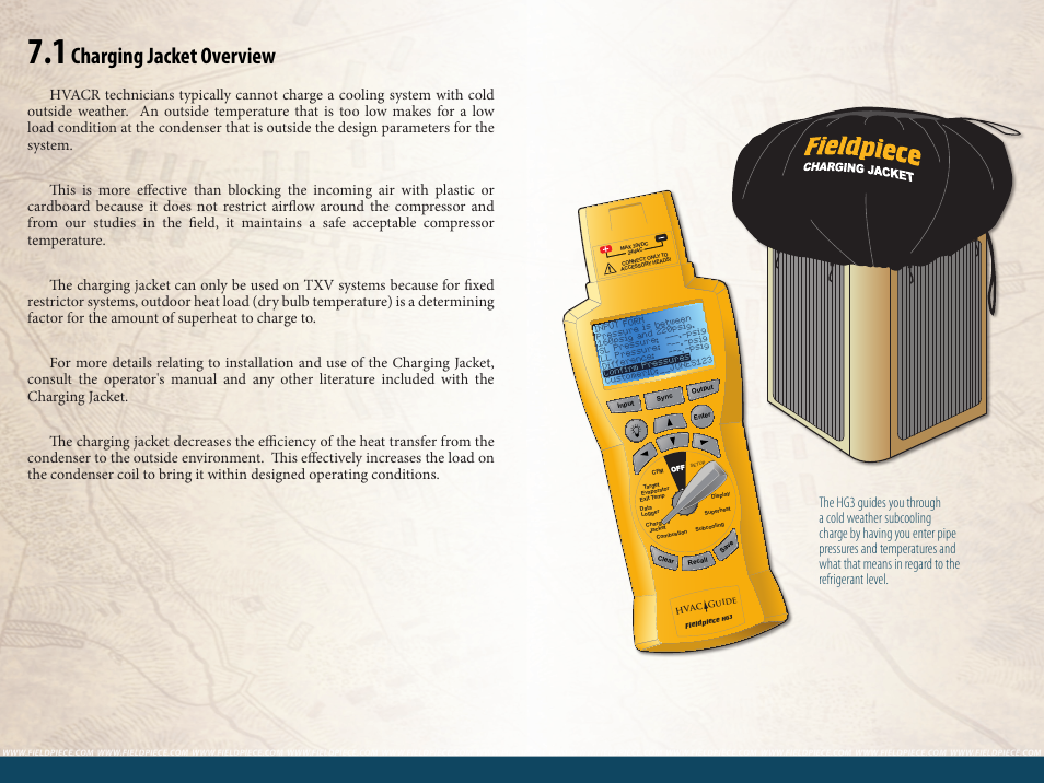 Charging jacket overview | Fieldpiece HG3 - Wireless HVAC Guide System Analyzer User Manual | Page 28 / 38