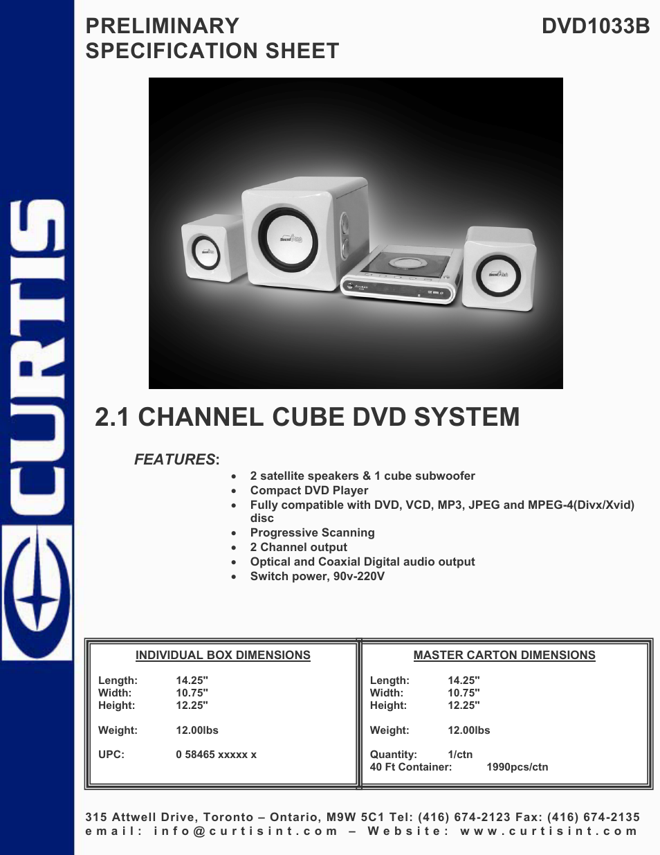 Curtis DVD1033B User Manual | 1 page