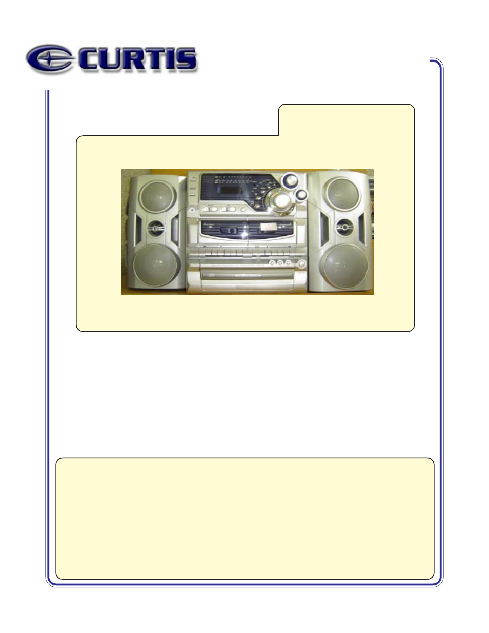 Curtis RCD898 User Manual | 1 page