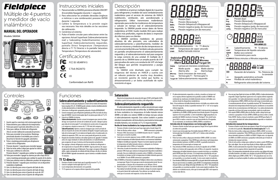 Fieldpiece SMAN4 Manifold Digital de 4 Puertos User Manual | 2 pages