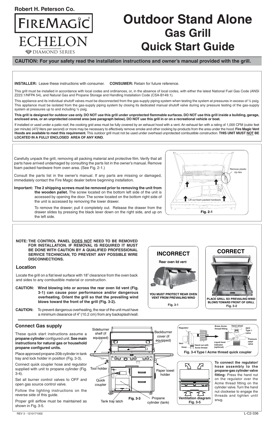 Fire Magic Echelon Diamond Stand-Alone Quick Start Guide User Manual | 2 pages