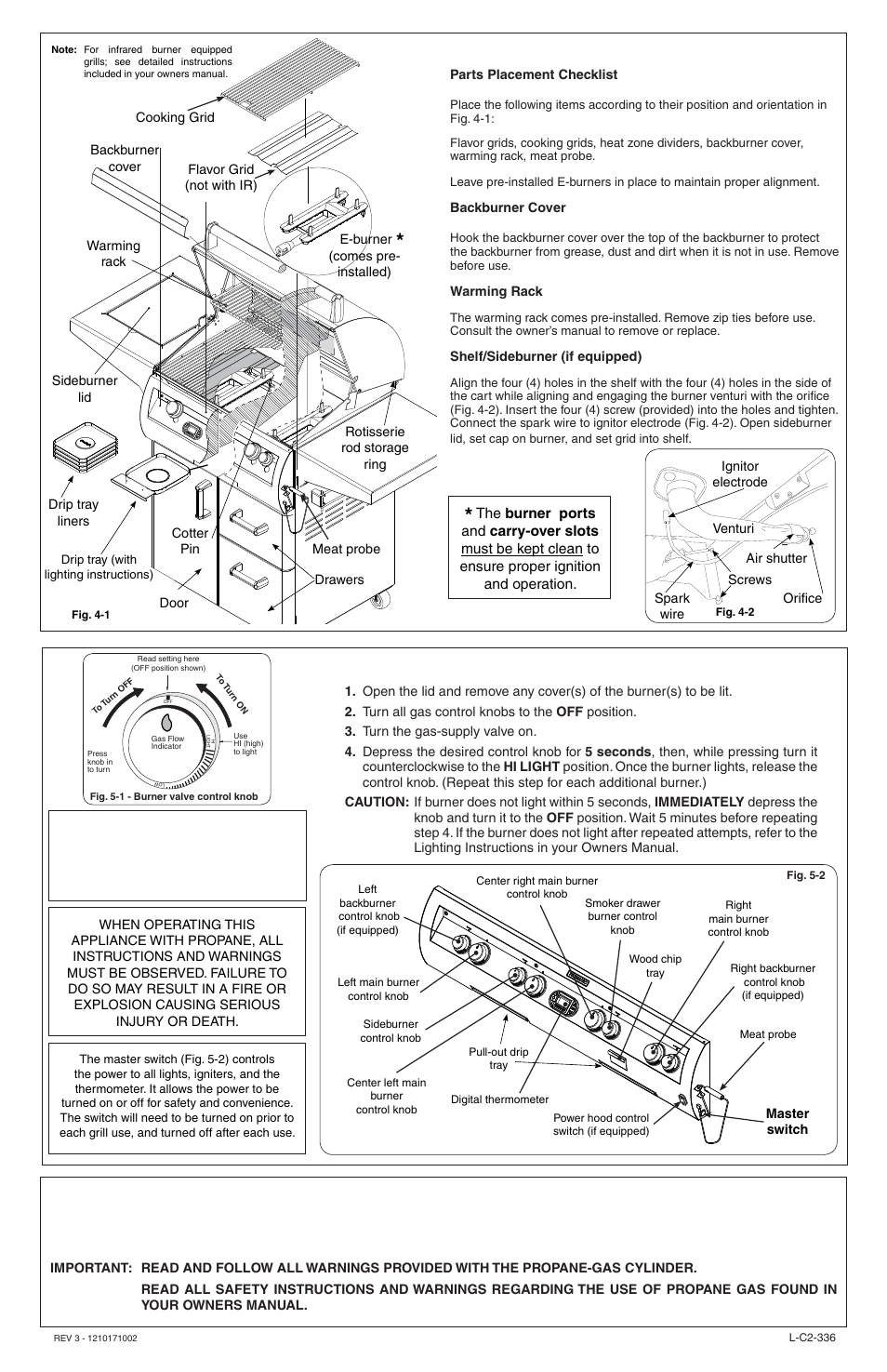 Grill setup, Propane safety, Test | Fire Magic Echelon Diamond Stand-Alone Quick Start Guide User Manual | Page 2 / 2