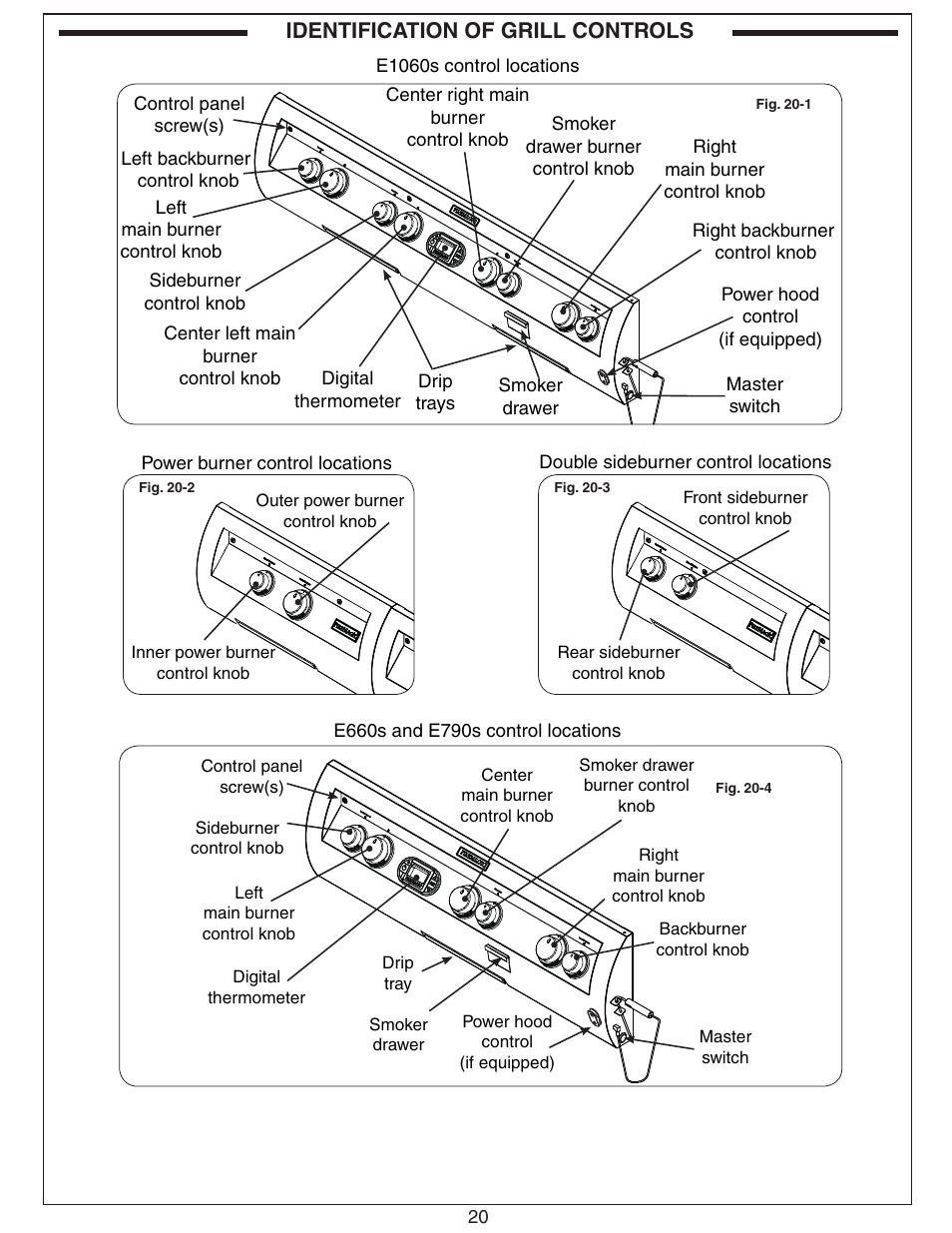 Identification of grill controls | Fire Magic Echelon Diamond Stand Alone Grill User Manual | Page 20 / 48