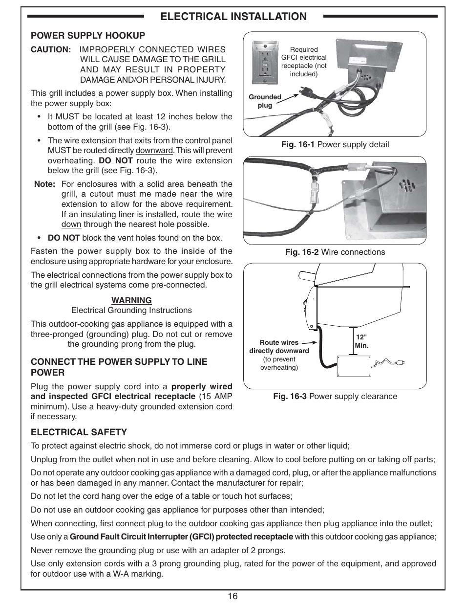 Electrical installation | Fire Magic Echelon Diamond Built-In Grill User Manual | Page 16 / 40