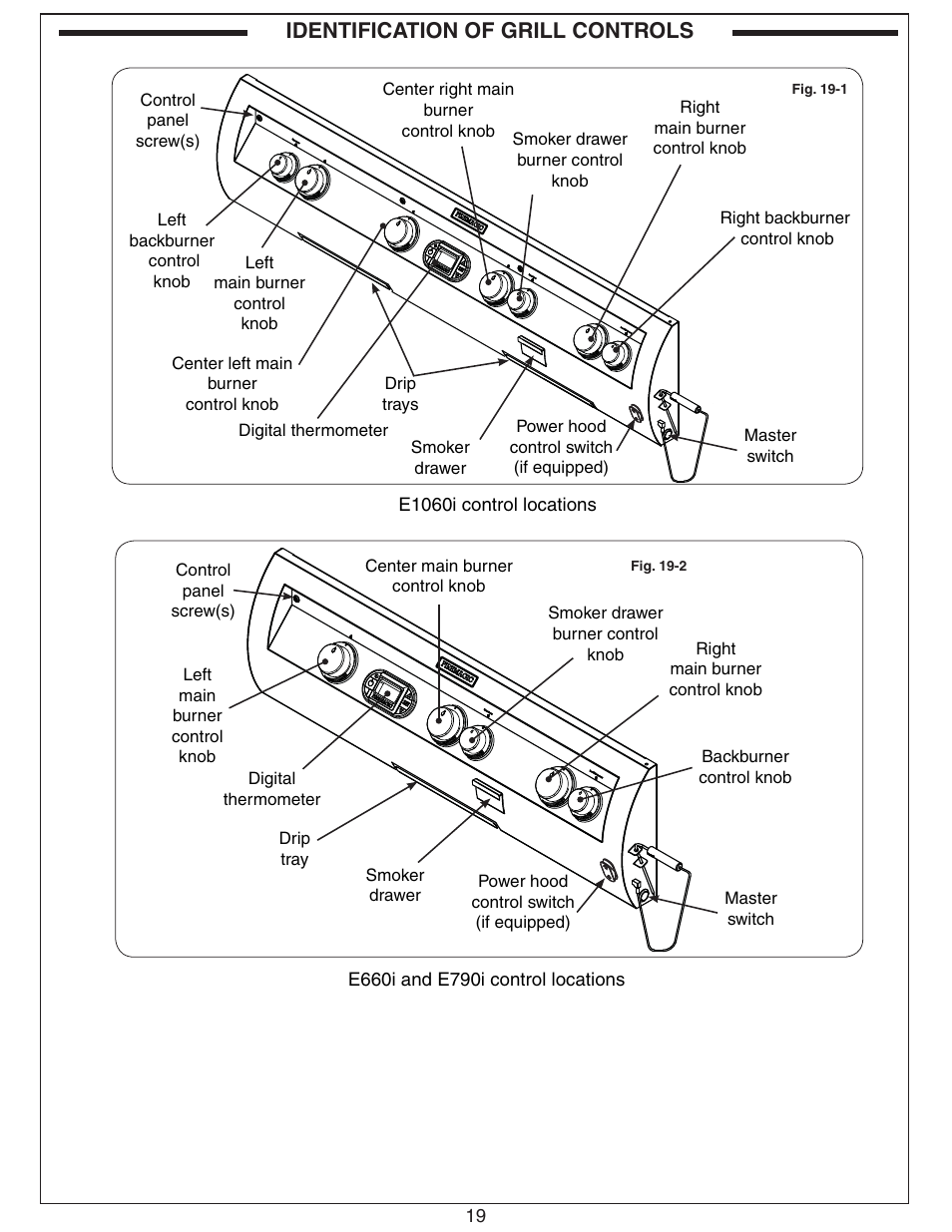 Identification of grill controls | Fire Magic Echelon Diamond Built-In Grill User Manual | Page 19 / 40