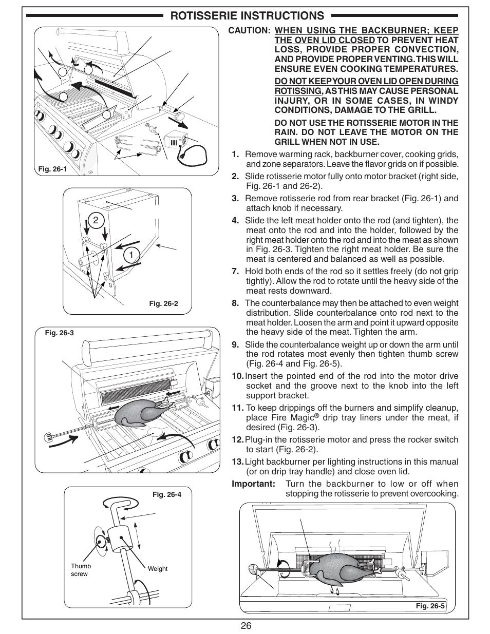 Rotisserie instructions | Fire Magic Echelon Diamond Built-In Grill User Manual | Page 26 / 40