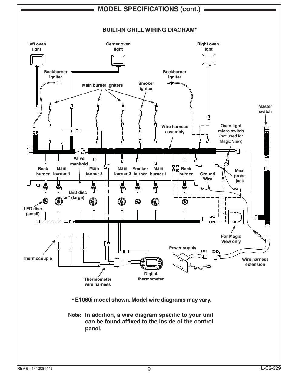 Model specifications (cont.) | Fire Magic Echelon Diamond Built-In Grill User Manual | Page 9 / 40