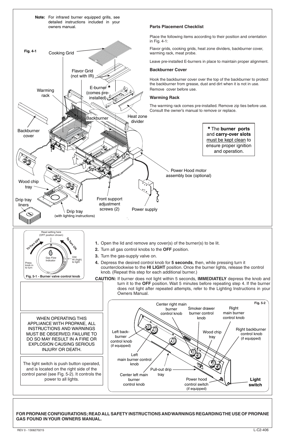 Test, Grill setup, Propane safety | Fire Magic Analog Built-in Grill Quick Start Guide User Manual | Page 2 / 2