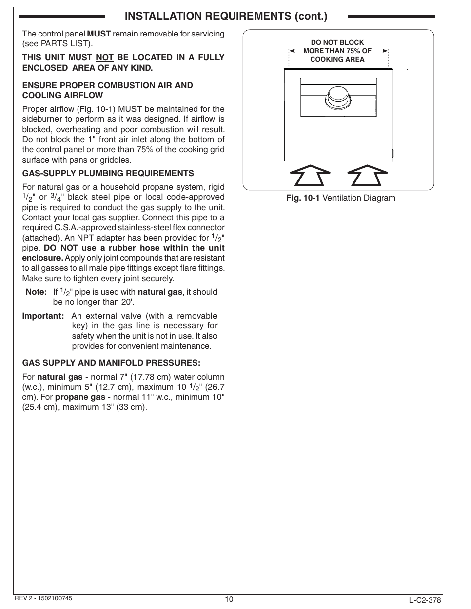 Installation requirements (cont.) | Fire Magic Diamond Single Sideburner 32794-1 Series User Manual | Page 10 / 26