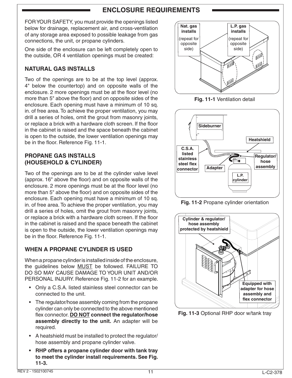 Enclosure requirements | Fire Magic Diamond Single Sideburner 32794-1 Series User Manual | Page 11 / 26