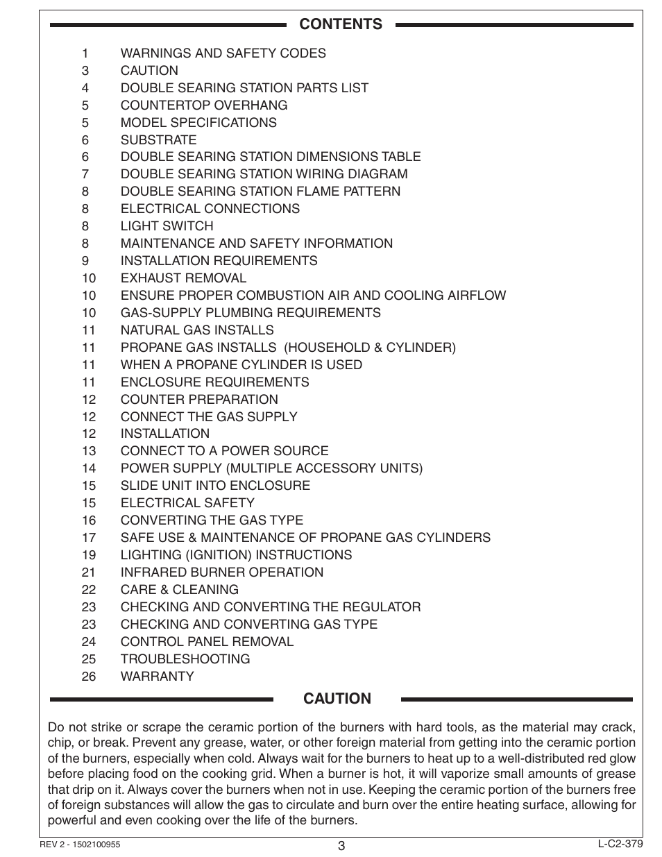 Fire Magic Diamond Double Searing Station 32884-1(P) User Manual | Page 3 / 26