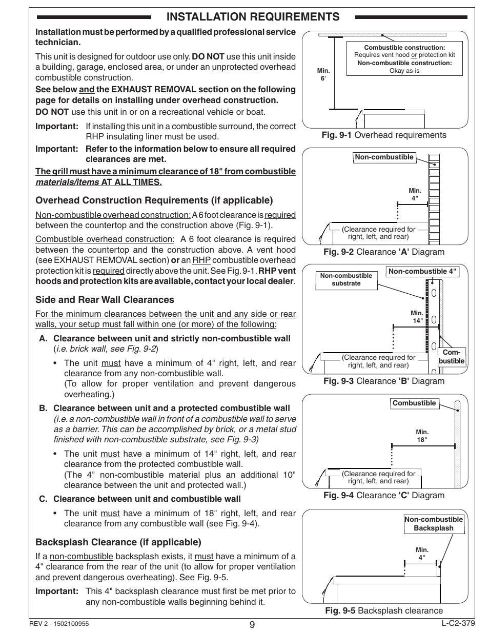 Installation requirements | Fire Magic Diamond Double Searing Station 32884-1(P) User Manual | Page 9 / 26