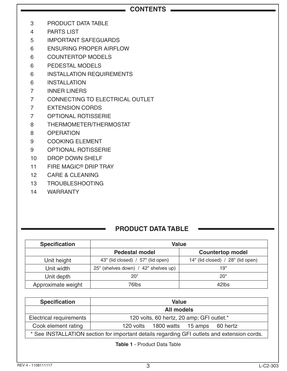 Fire Magic Electric Grill User Manual | Page 3 / 14
