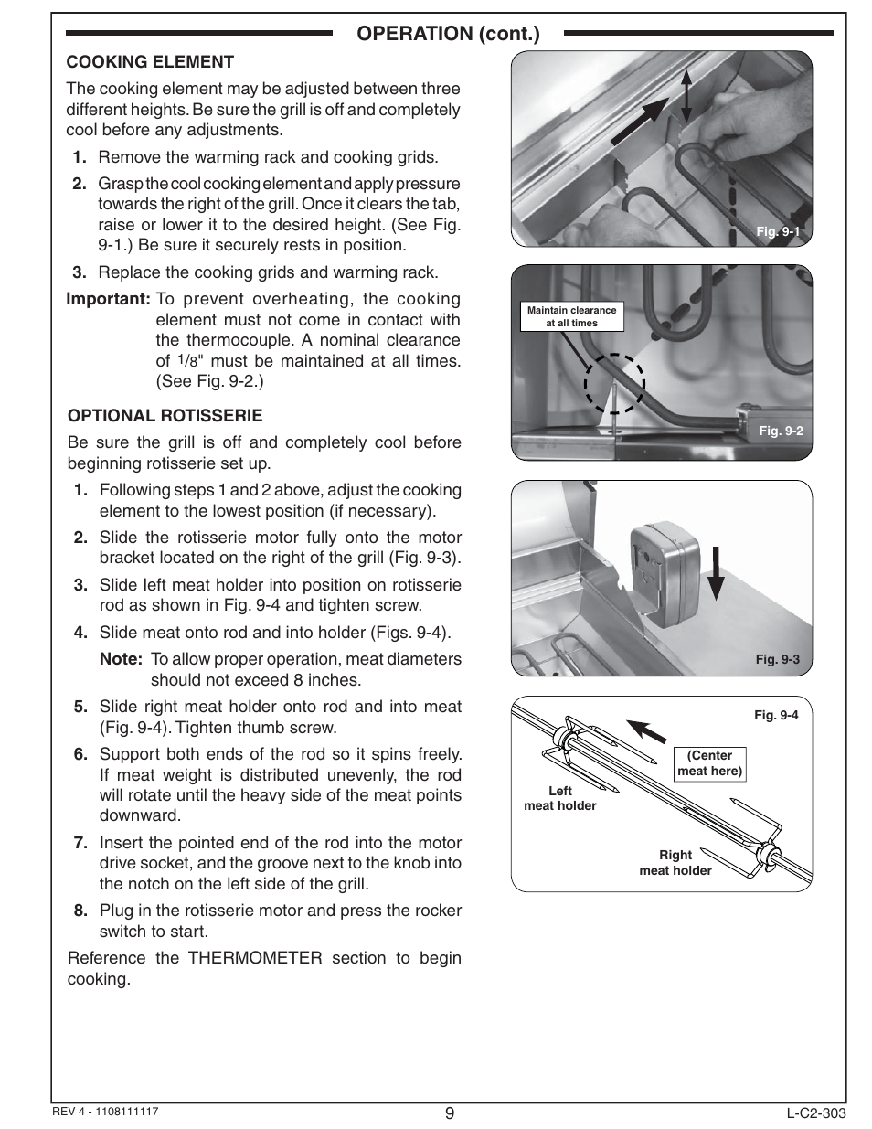 Operation (cont.) | Fire Magic Electric Grill User Manual | Page 9 / 14