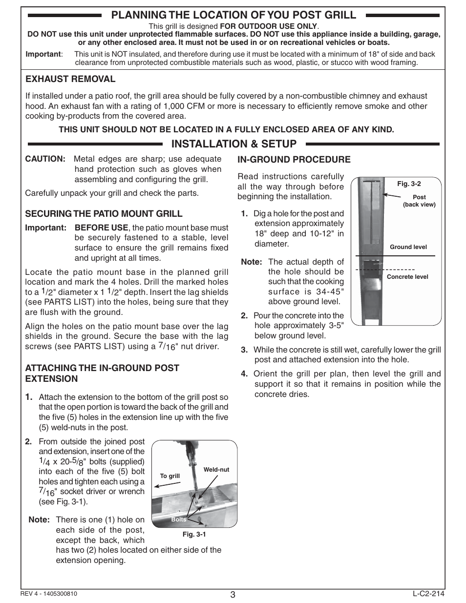 Fire Magic Charcoal Patio Post Barbecue 22 Series User Manual | Page 3 / 8