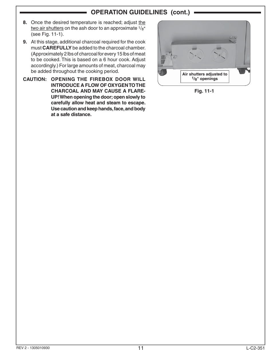 Operation guidelines (cont.) | Fire Magic Smoker 24S-SM(B) User Manual | Page 11 / 22