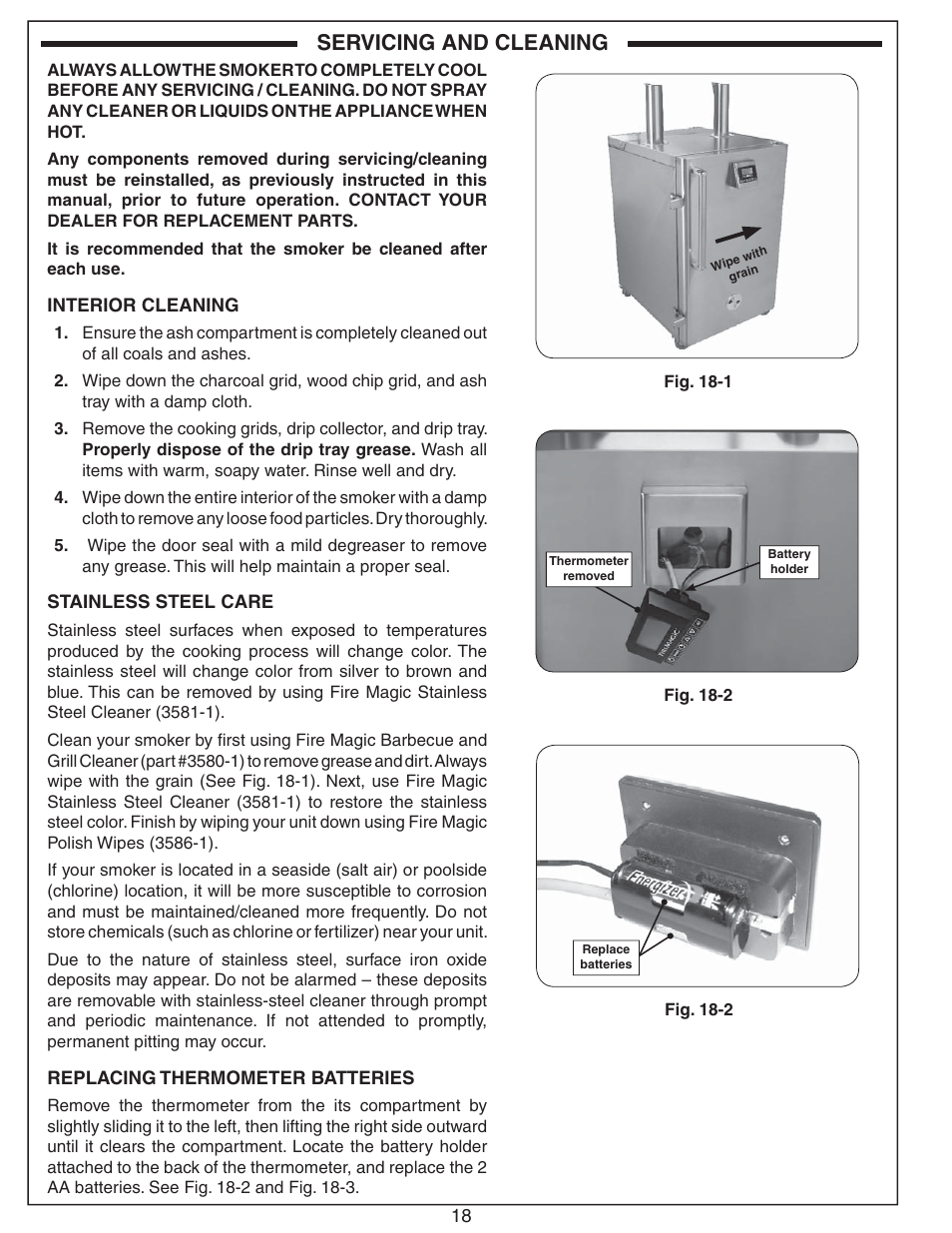 Servicing and cleaning | Fire Magic Smoker 24S-SM(B) User Manual | Page 18 / 22