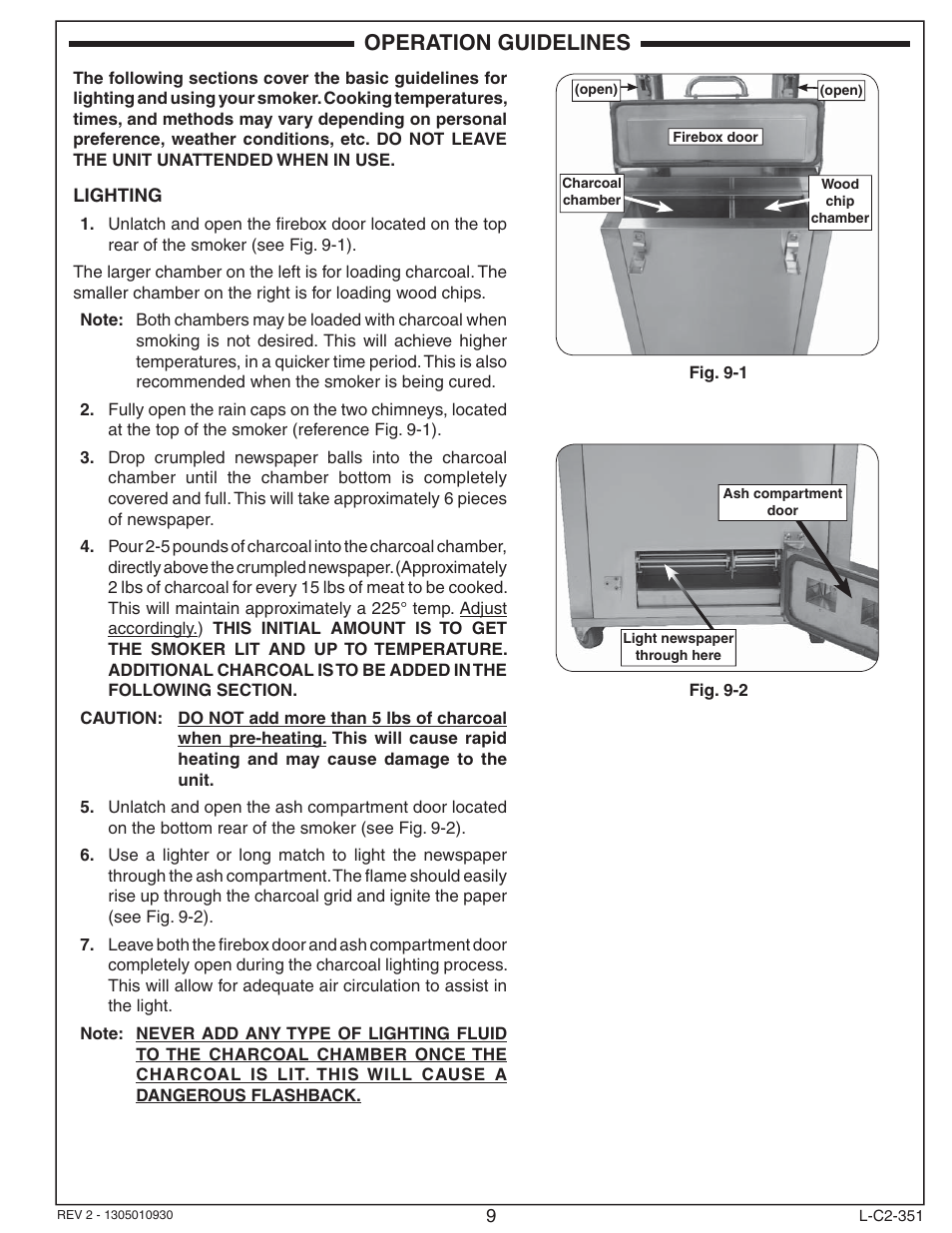 Operation guidelines | Fire Magic Smoker 24S-SM(B) User Manual | Page 9 / 22