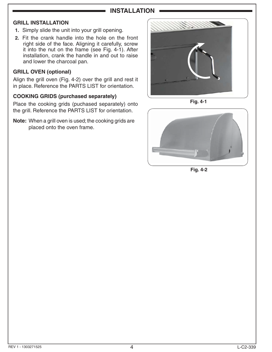 Installation | Fire Magic Lift-A-Fire Built-in Charcoal Grill 3334 User Manual | Page 4 / 8