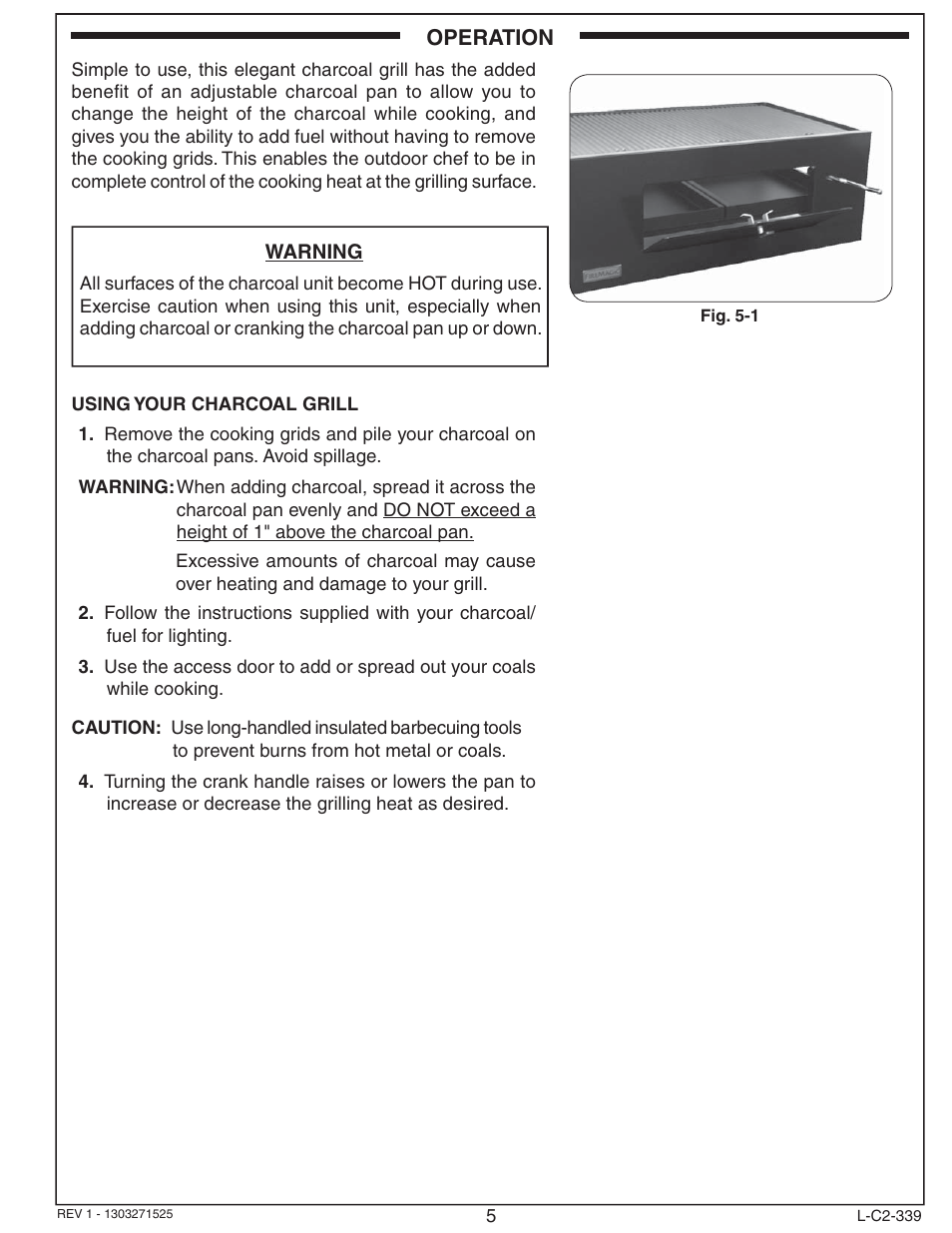 Fire Magic Lift-A-Fire Built-in Charcoal Grill 3334 User Manual | Page 5 / 8
