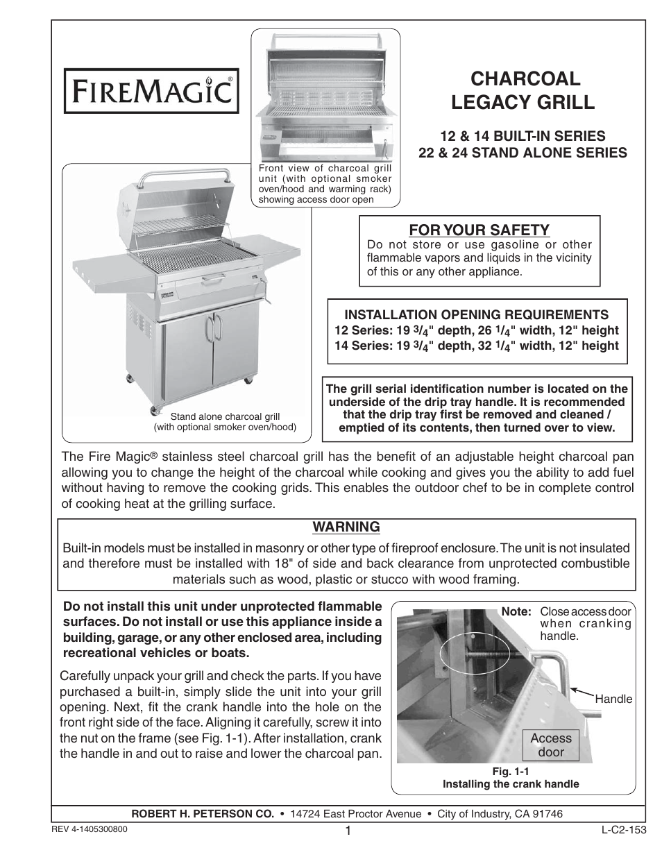 Fire Magic Gourmet Stainless Steel Charcoal Barbecue User Manual | 10 pages