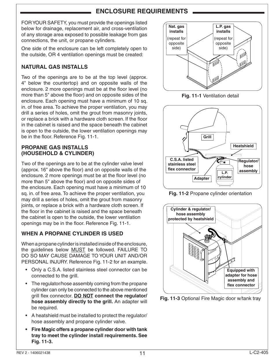 Enclosure requirements | Fire Magic Choice Built-In Grill C430i, C540i User Manual | Page 11 / 26