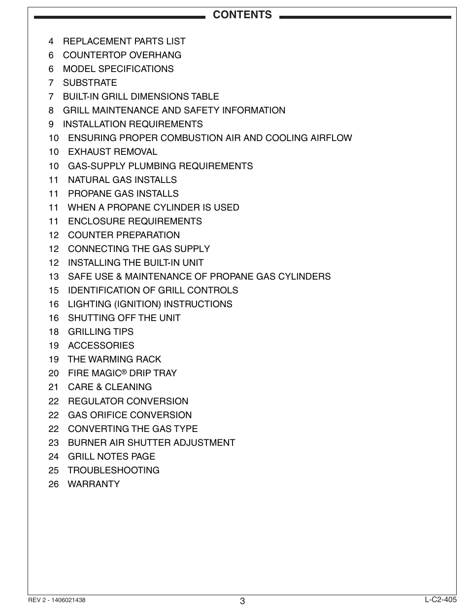 Fire Magic Choice Built-In Grill C430i, C540i User Manual | Page 3 / 26