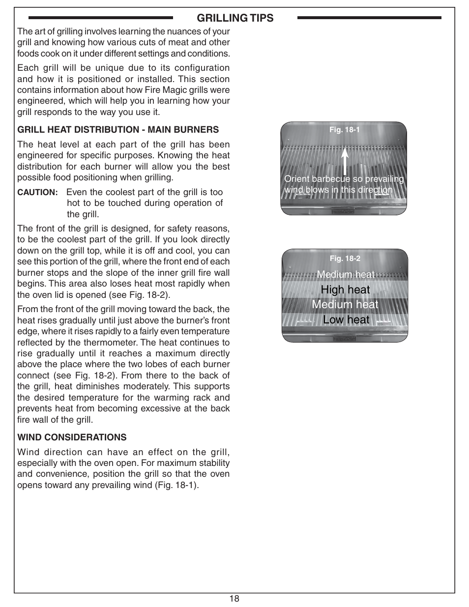 Medium heat, High heat low heat | Fire Magic Choice Stand-alone Grill C430s, C540s User Manual | Page 18 / 26