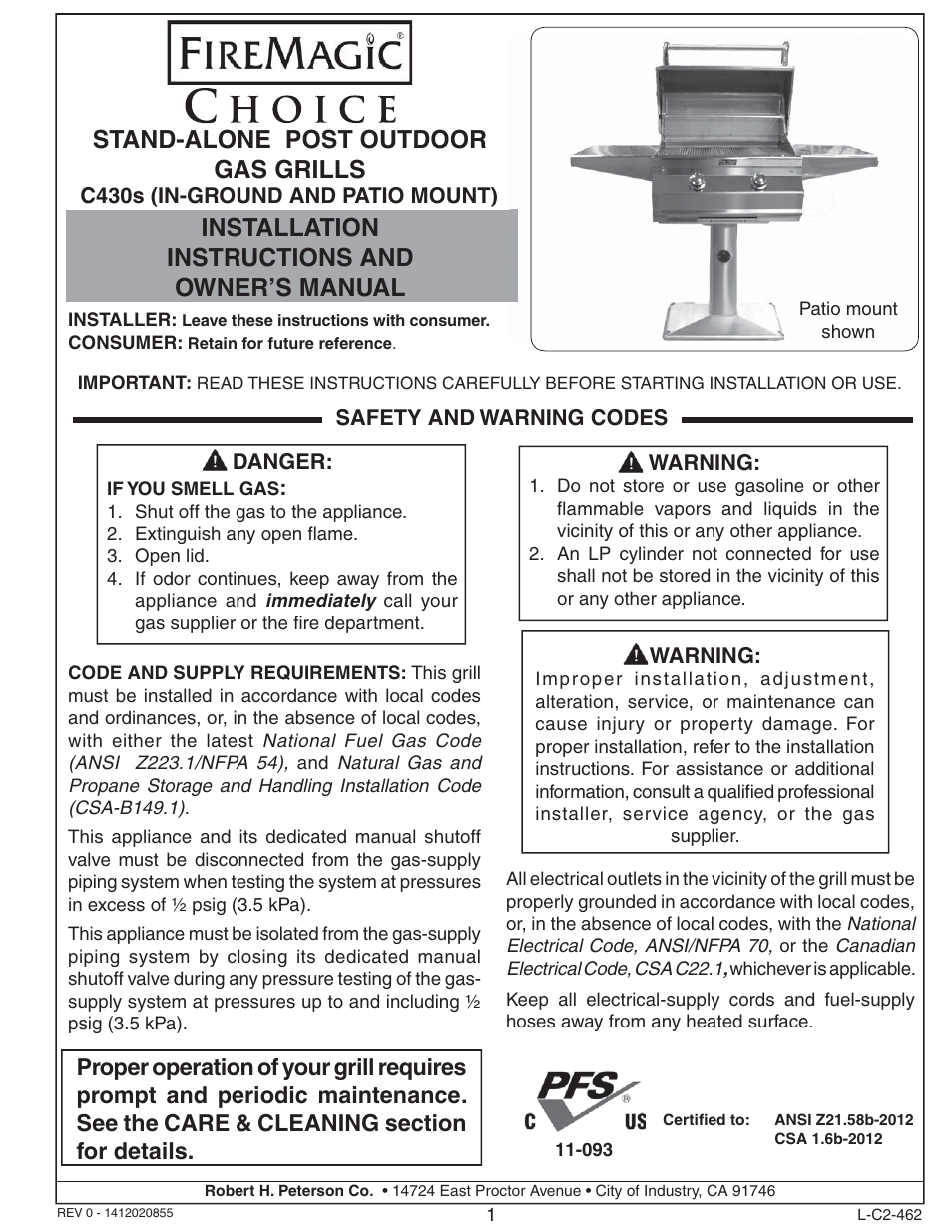 Fire Magic Choice Post Grills C430s User Manual | 30 pages