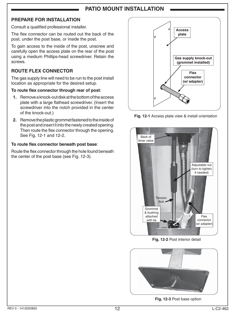 Patio mount installation | Fire Magic Choice Post Grills C430s User Manual | Page 12 / 30