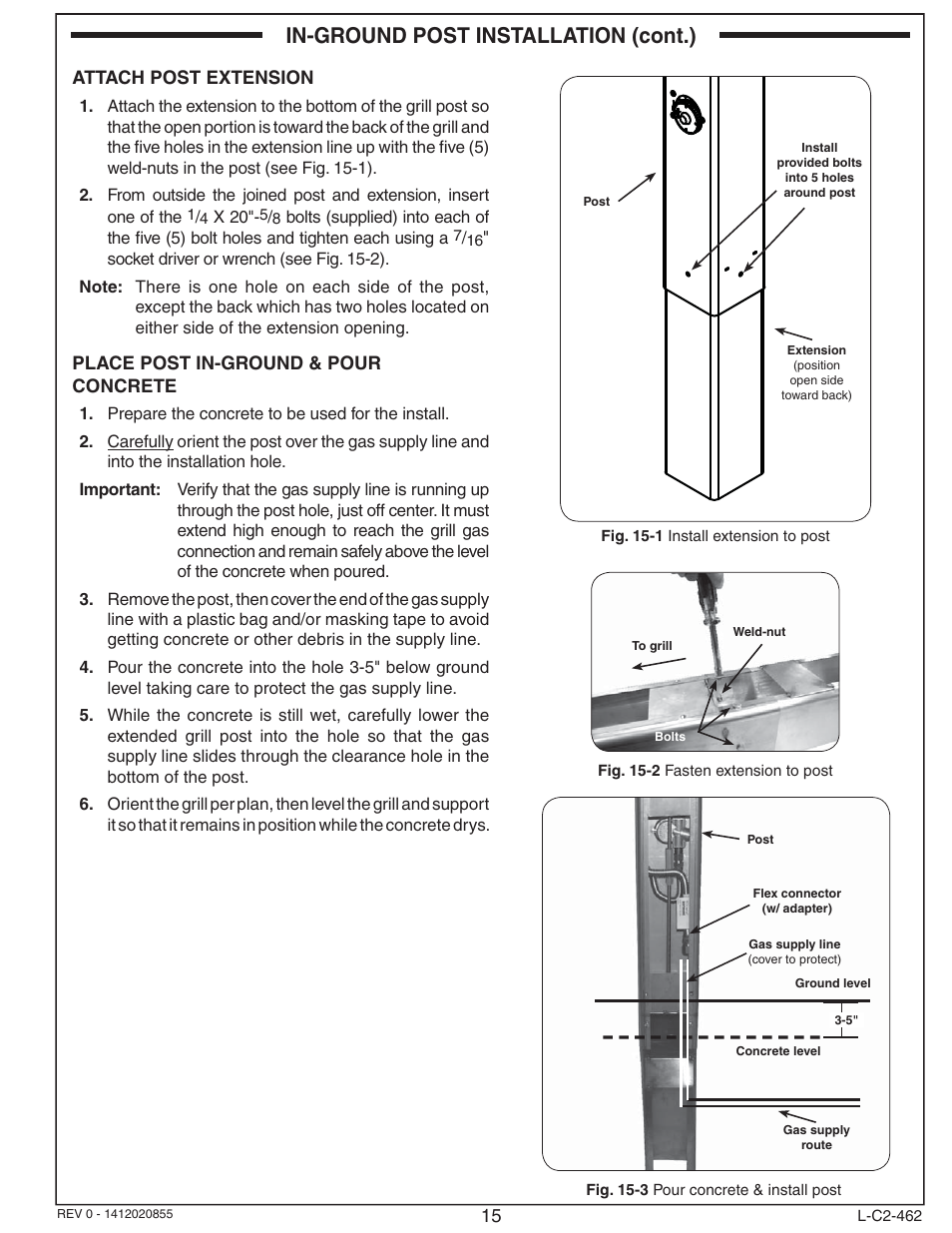 In-ground post installation (cont.) | Fire Magic Choice Post Grills C430s User Manual | Page 15 / 30