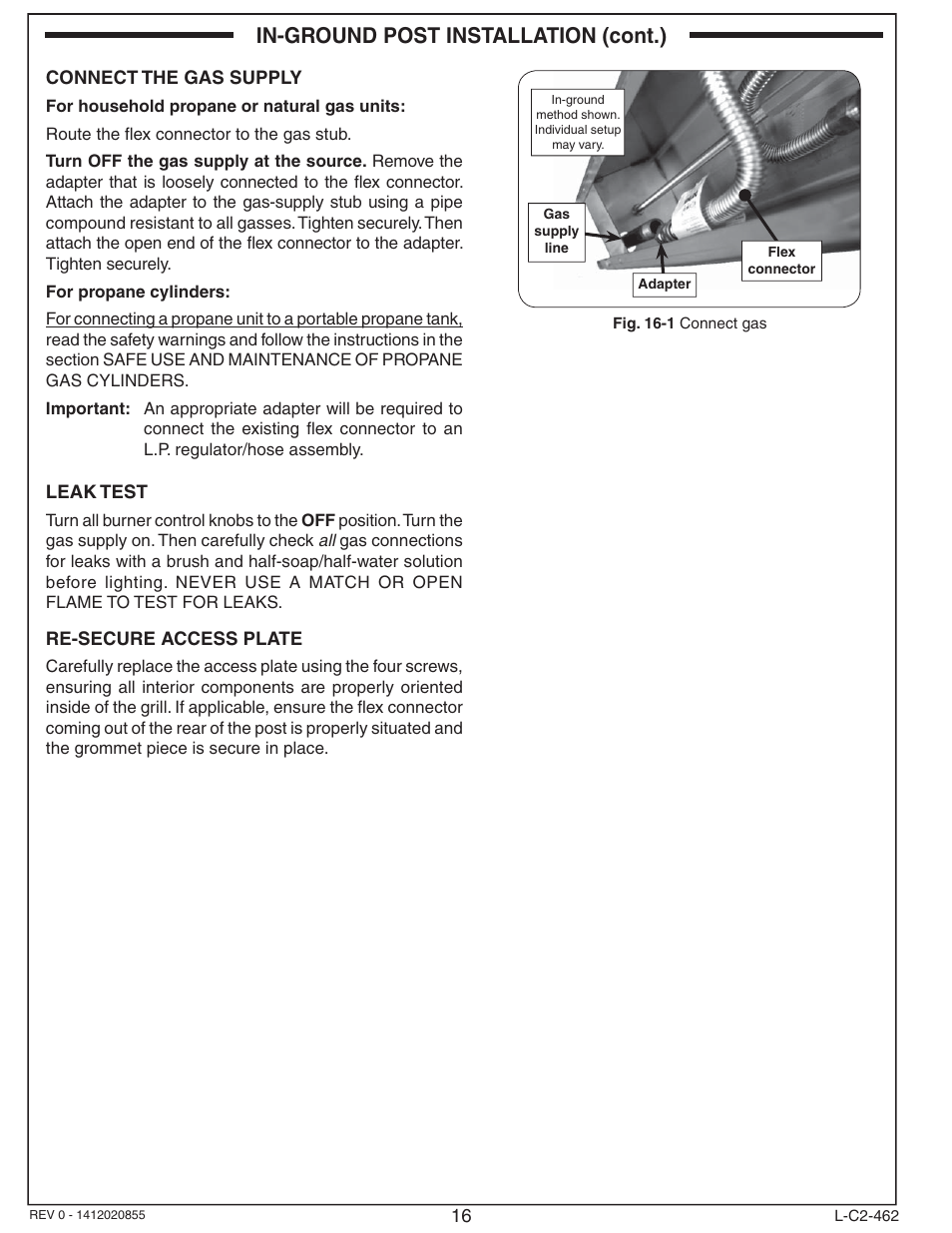 In-ground post installation (cont.) | Fire Magic Choice Post Grills C430s User Manual | Page 16 / 30