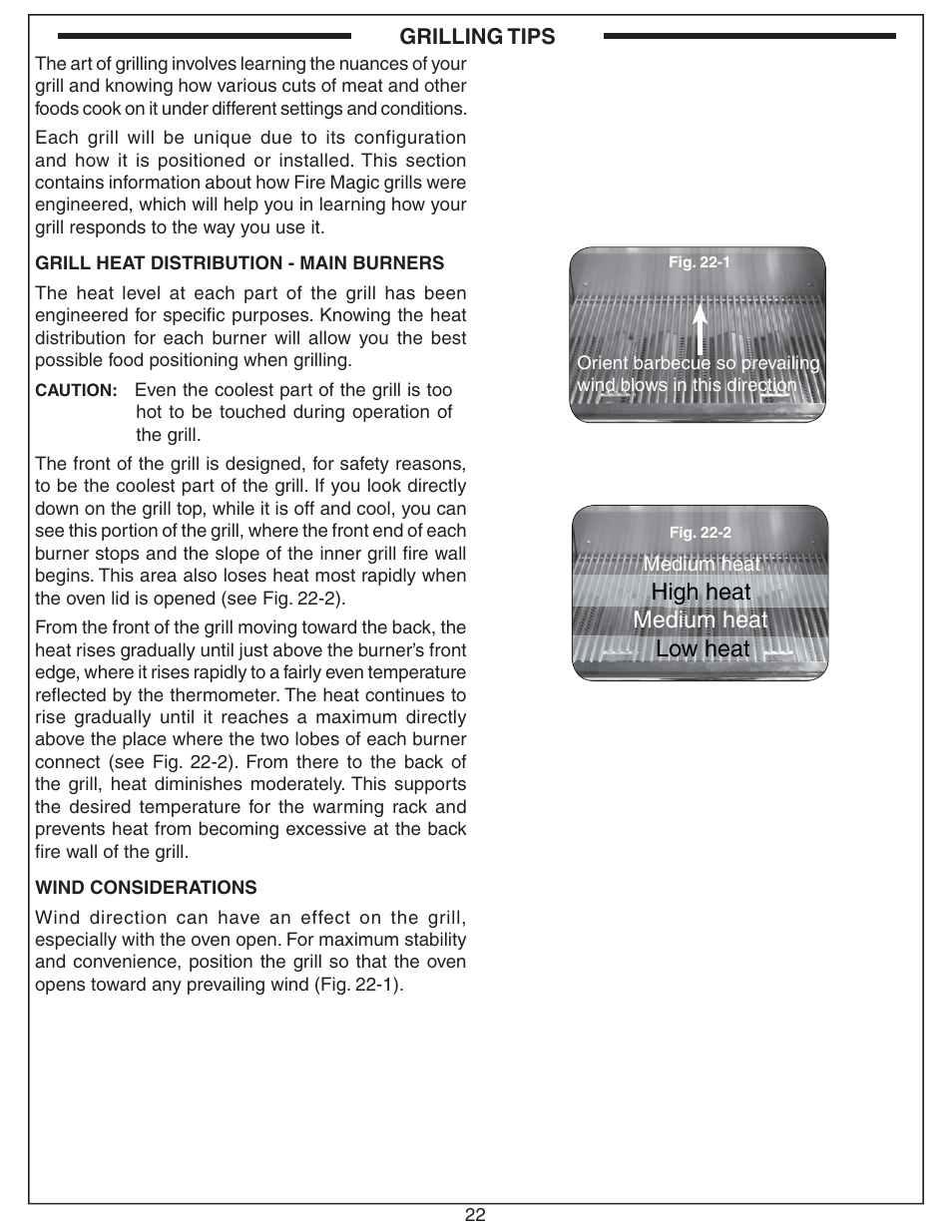 Medium heat, High heat low heat | Fire Magic Choice Post Grills C430s User Manual | Page 22 / 30