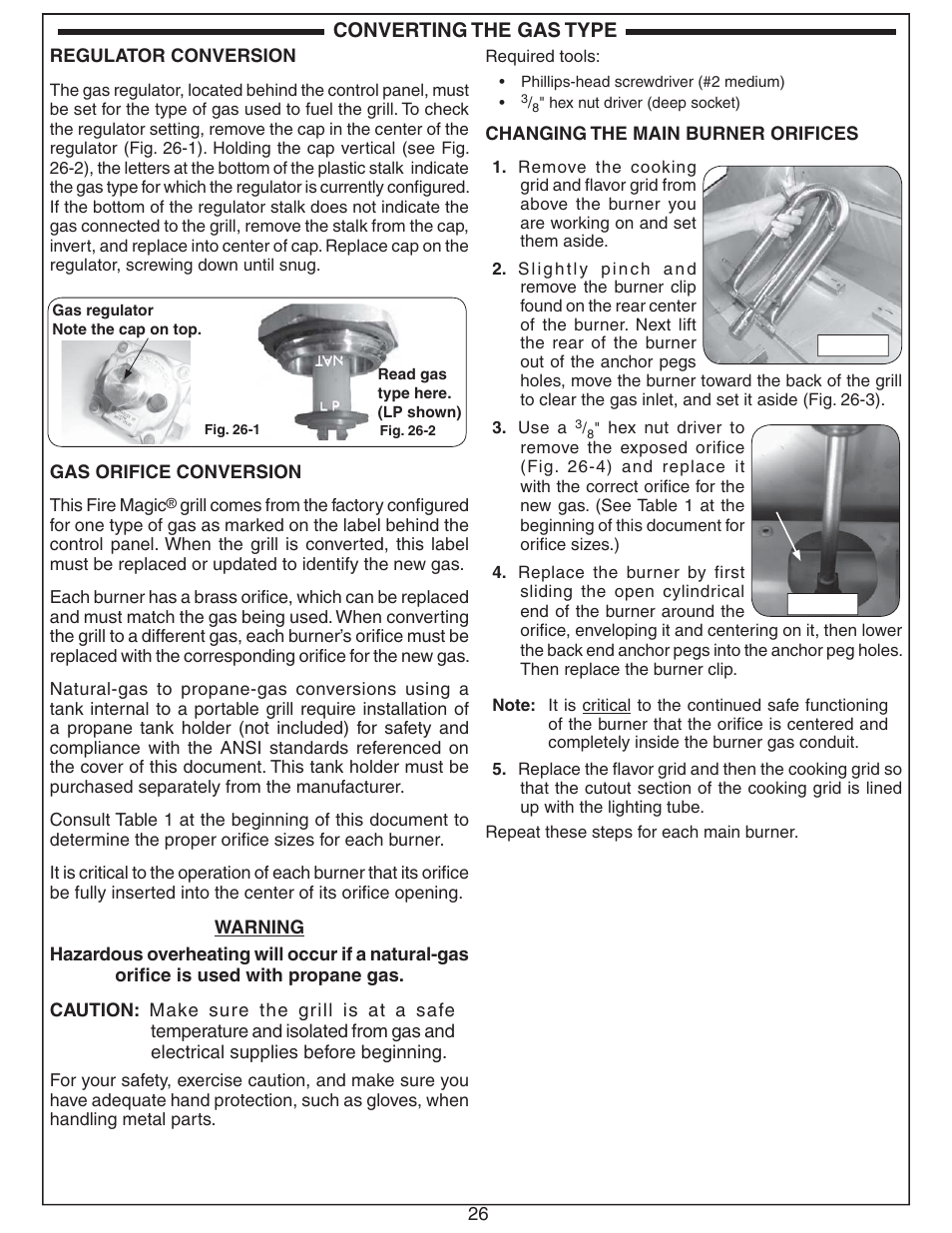 Converting the gas type | Fire Magic Choice Post Grills C430s User Manual | Page 26 / 30