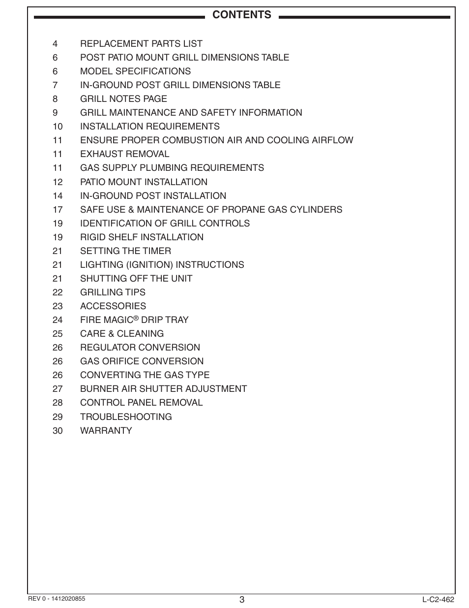 Fire Magic Choice Post Grills C430s User Manual | Page 3 / 30